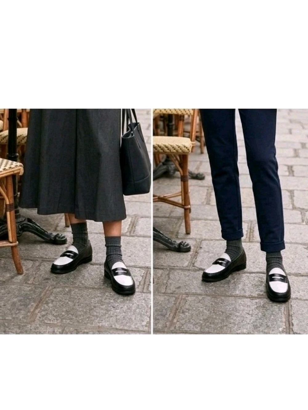 G.H. Bass & Co. Two-Tone Black and White Penny Loafers